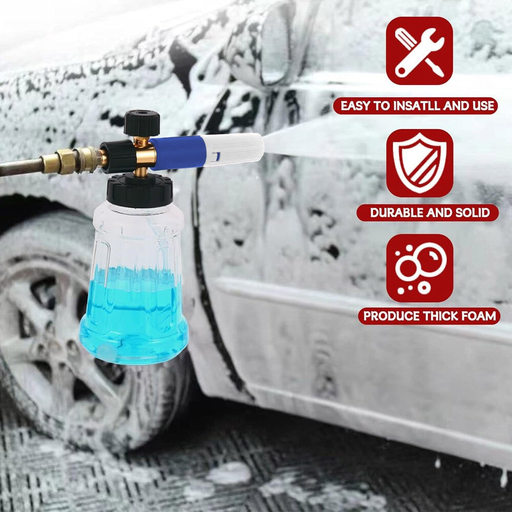 1/4 Quick Release Snow Foam Lance Pressure Washer Gun Soap Cannon 1000ML Bottles