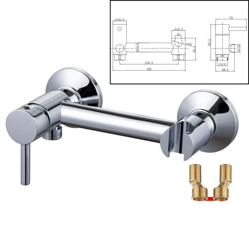 Bathroom Shower Bar Mixer Valve Tap Hot Cold Faucet Chrome Brass Wall Mount