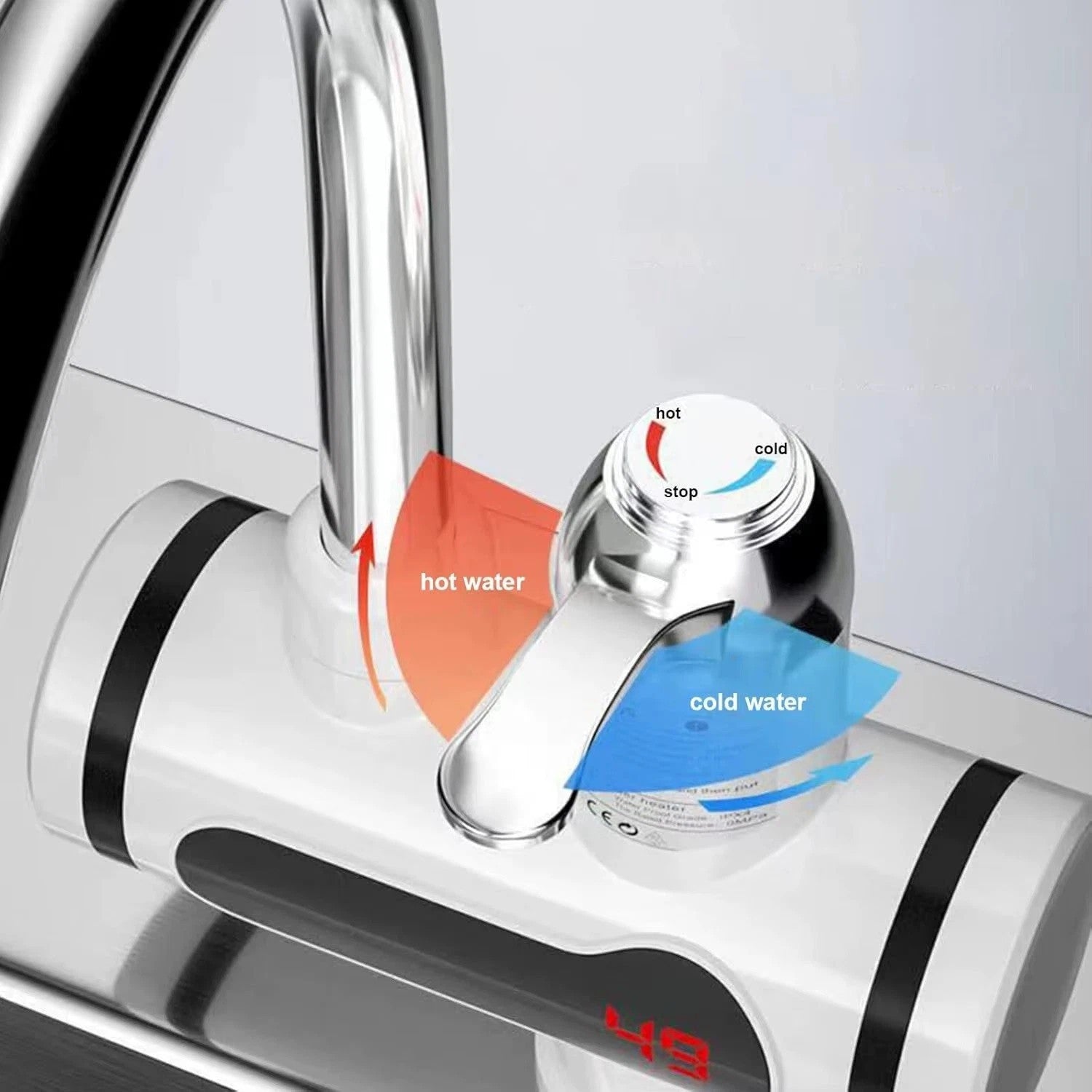 360° LED Electric Heater Faucet Tap Instant Hot Water Bathroom Kitchen Fast Heat