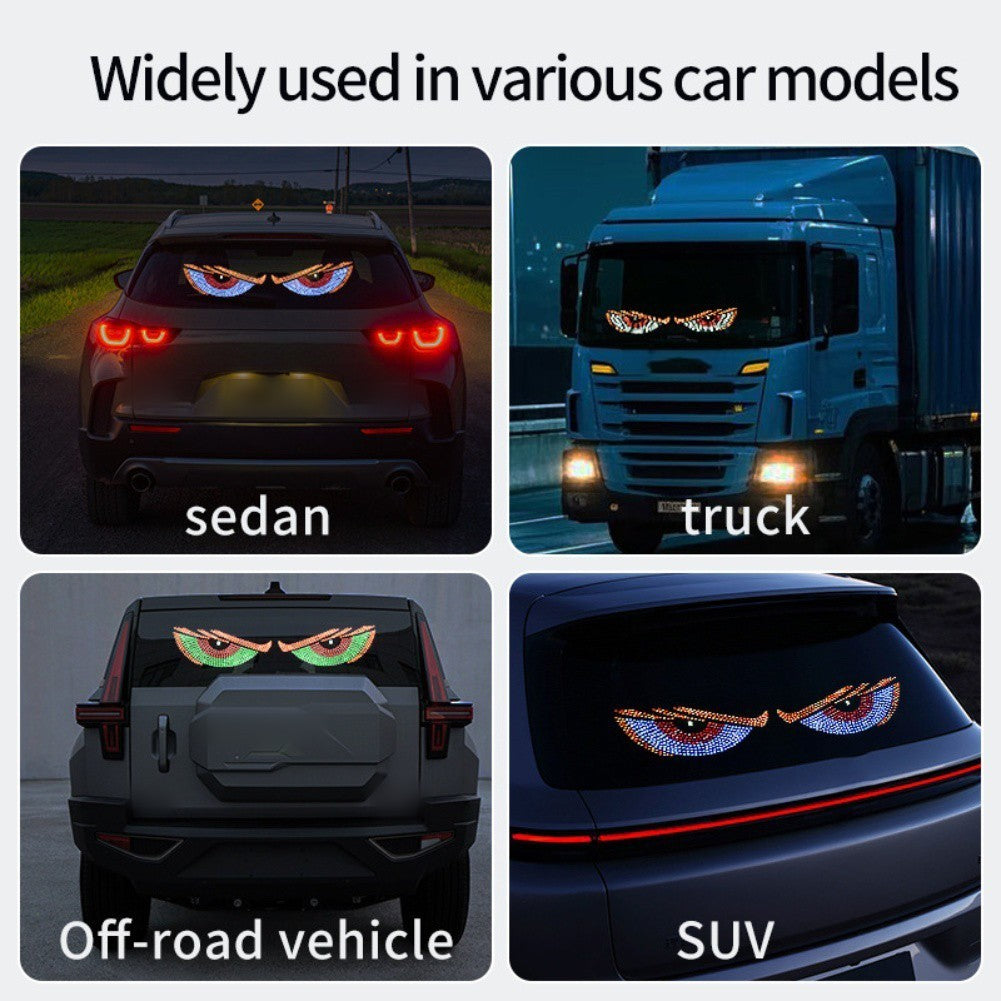 USB Dynamic Devil Eyes LED Matrix Light for Car Window with Strobe Function