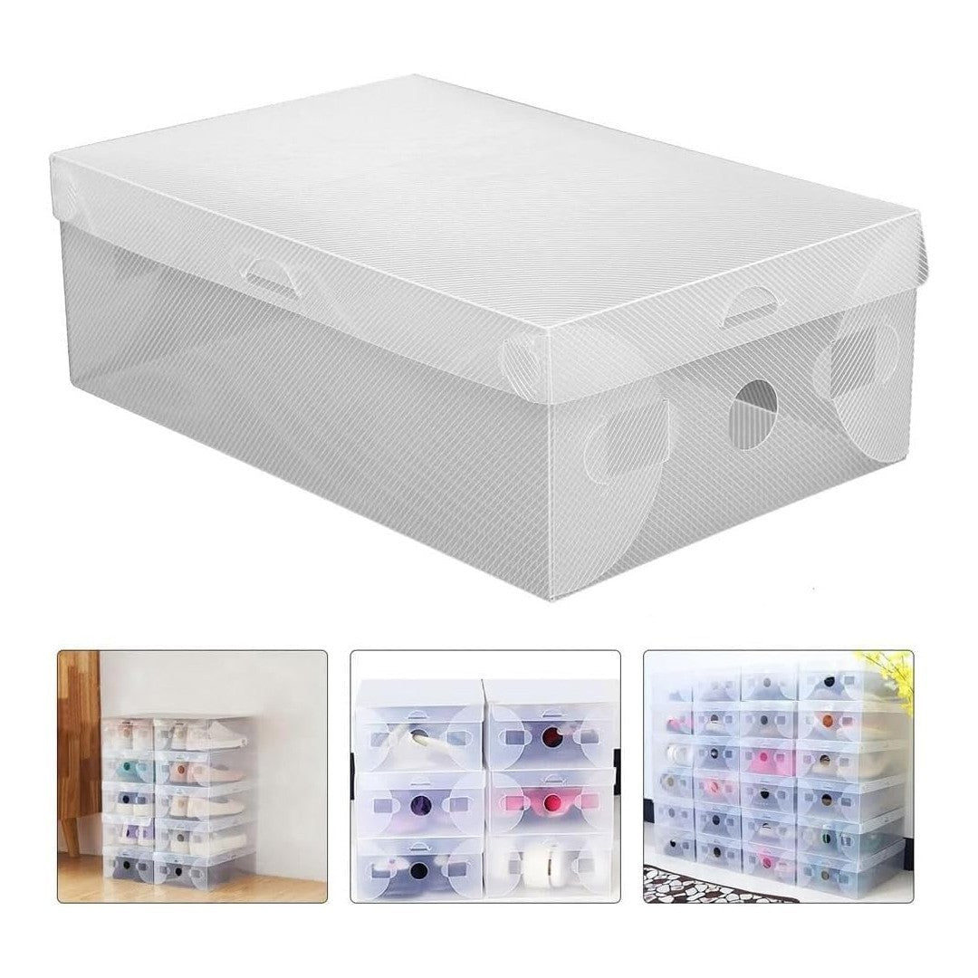 22PCS Clear Plastic Shoe Storage Boxes Stackable Foldable Durable Shoe Organiser