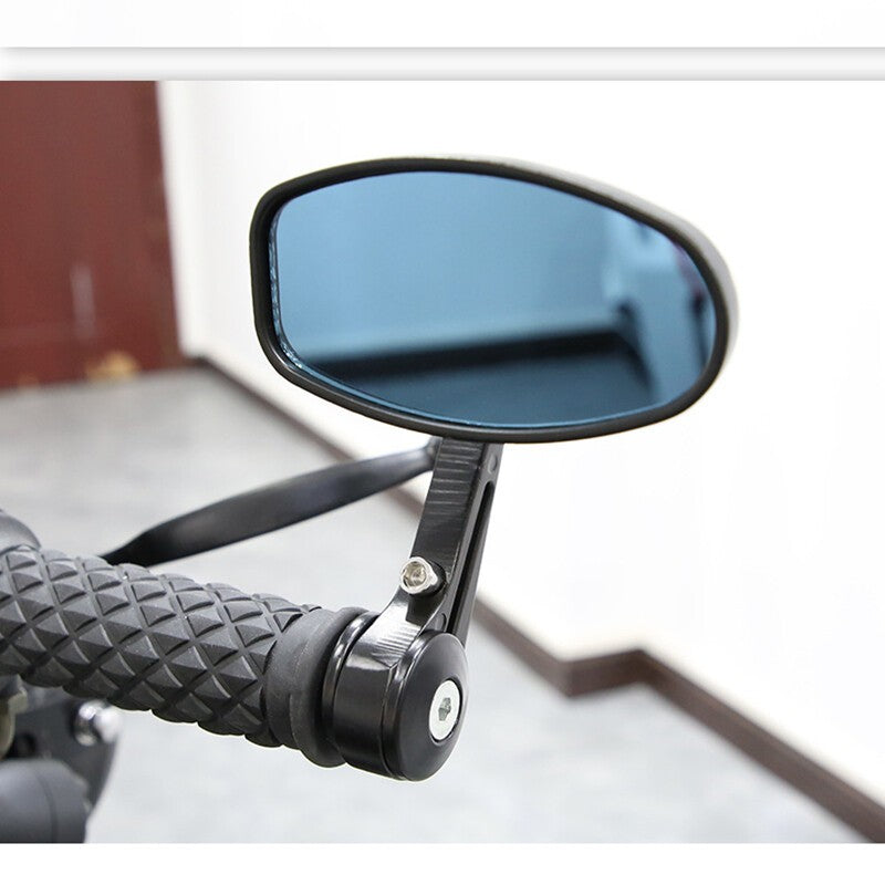 2PCS 7/8'' 22MM MOTORCYCLE REARVIEW HANDLE BAR END SIDE MIRRORS UNIVERSAL BLACK