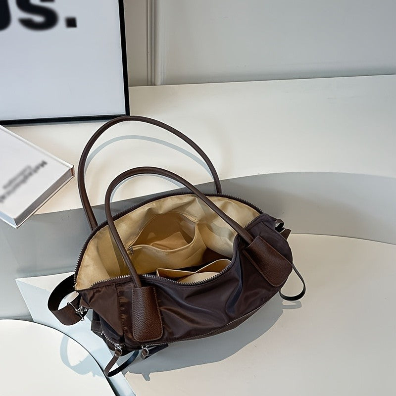Women's Solid Color Large Capacity Tote Bag, Minimalist Fashion Casual Everyday