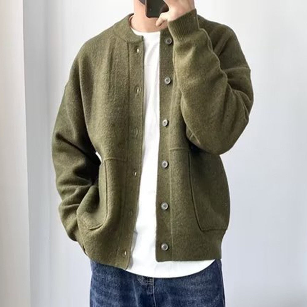 Men's Knitted Cardigan Brand New Condition Solid Color Cardigan For Daily Use