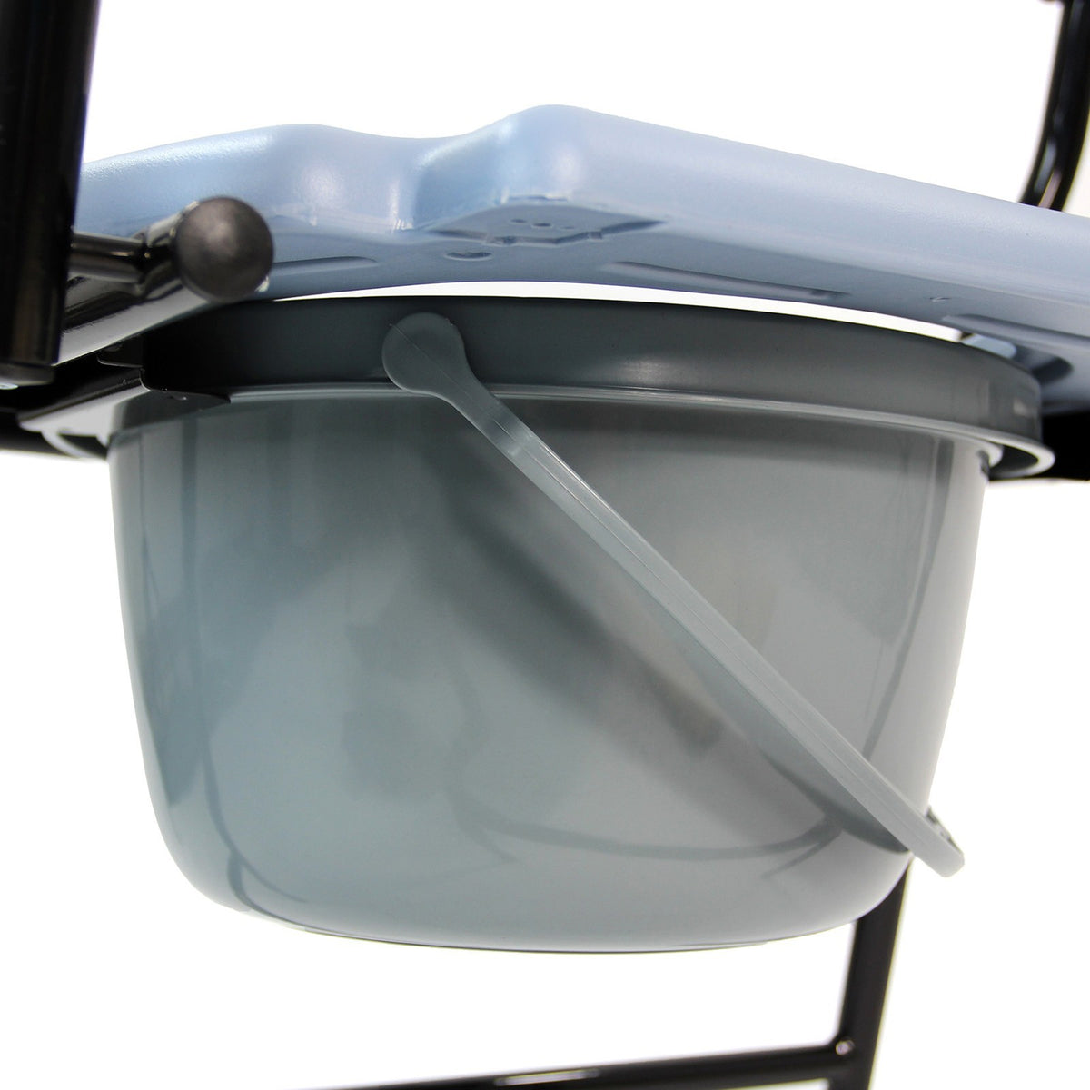 Folding Steel Commode Chair Portable Toilet with Safety Lock and 4 Litre Pail