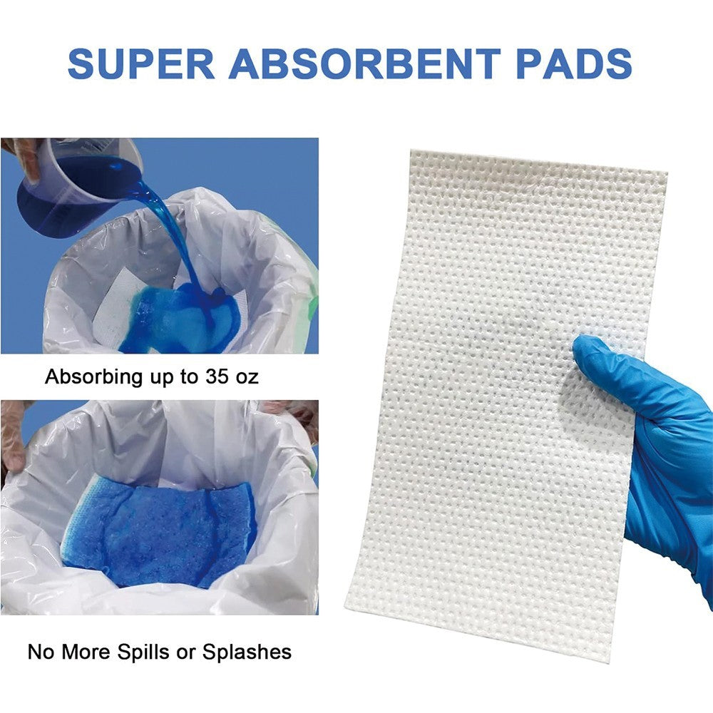 Pack of 40 Commode Liners with Absorbent Pad Disposable Odorless Universal Bags