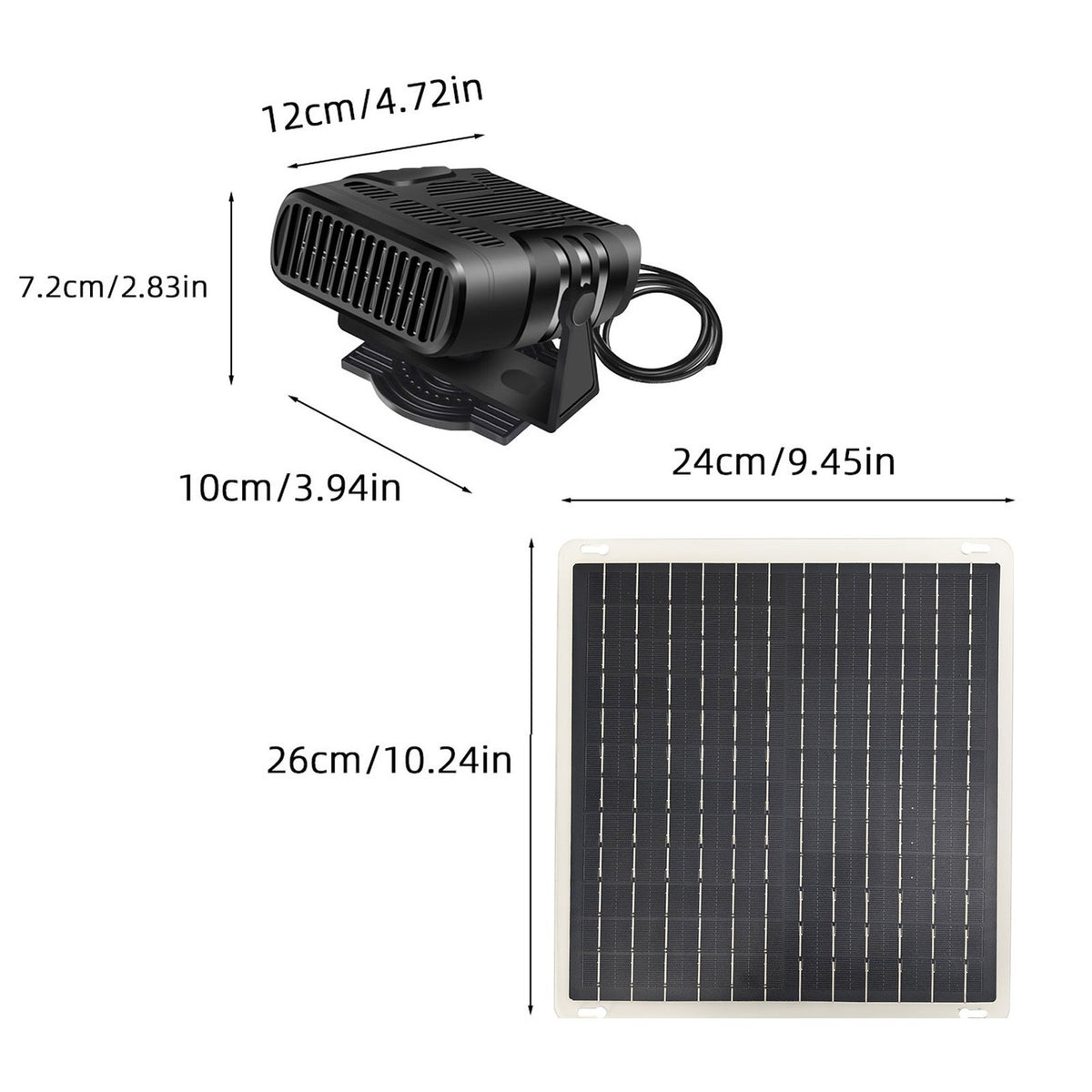 Portable Solar Panel Car Heater Fan Fast Heating Defroster for Greenhouse HEN