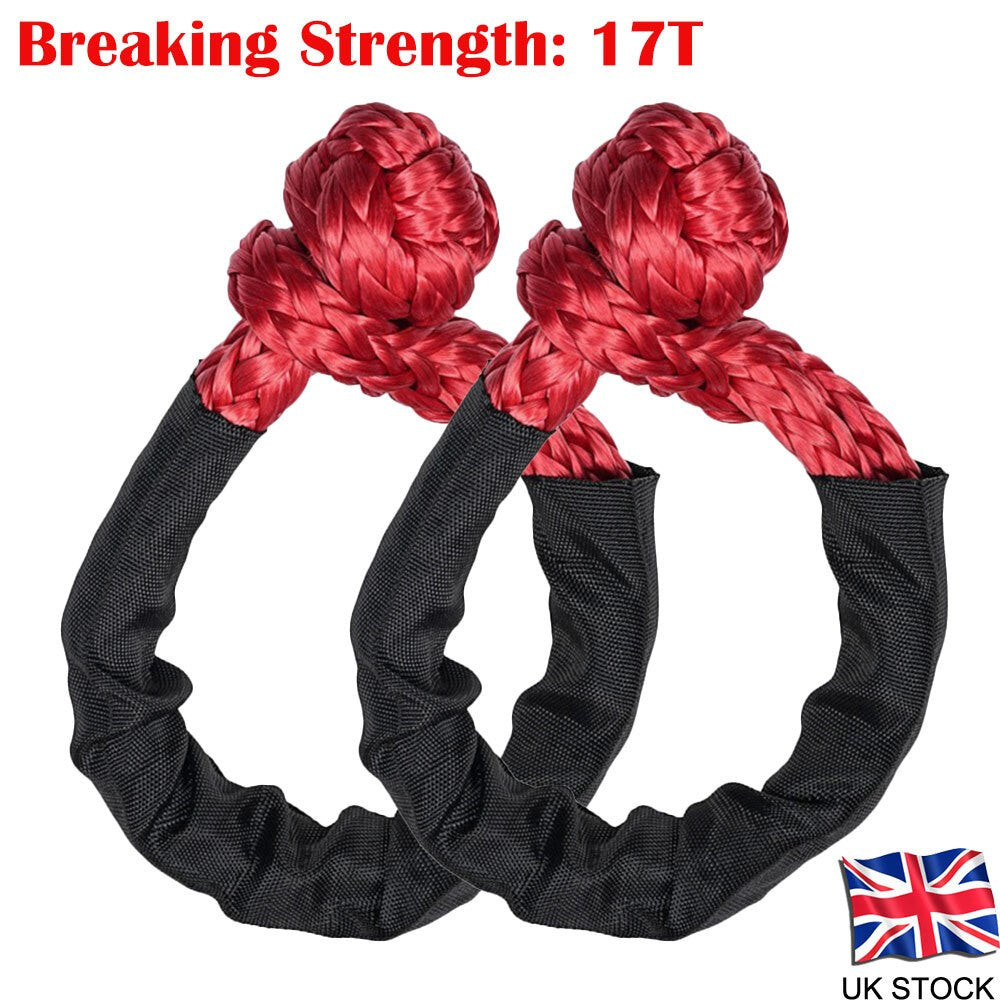 2X Soft Shackle Sleeve Fiber Synthetic Winch Recovery Rope 17 Tons 38000LBS