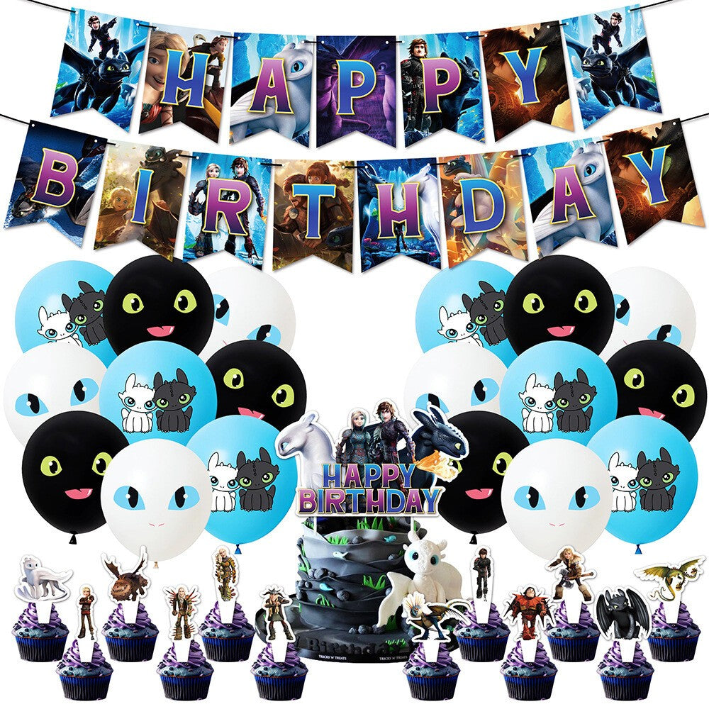 New How To Train Your Dragon Birthday Party Supplies Balloons Banner Cake Topper