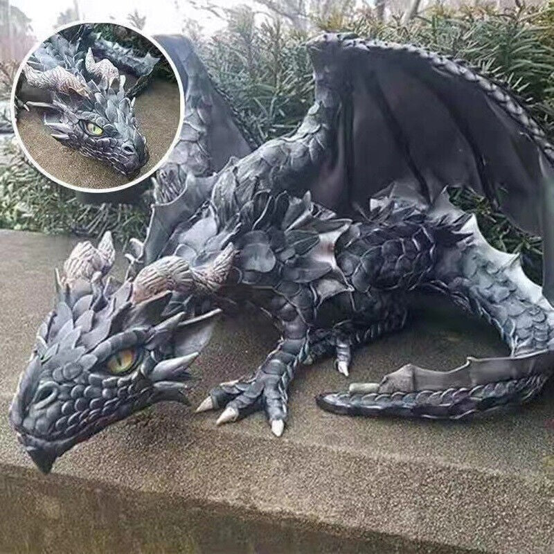 Dragon Sculpture Realistic Statue Garden Home Decor Outdoor Ornament Gift