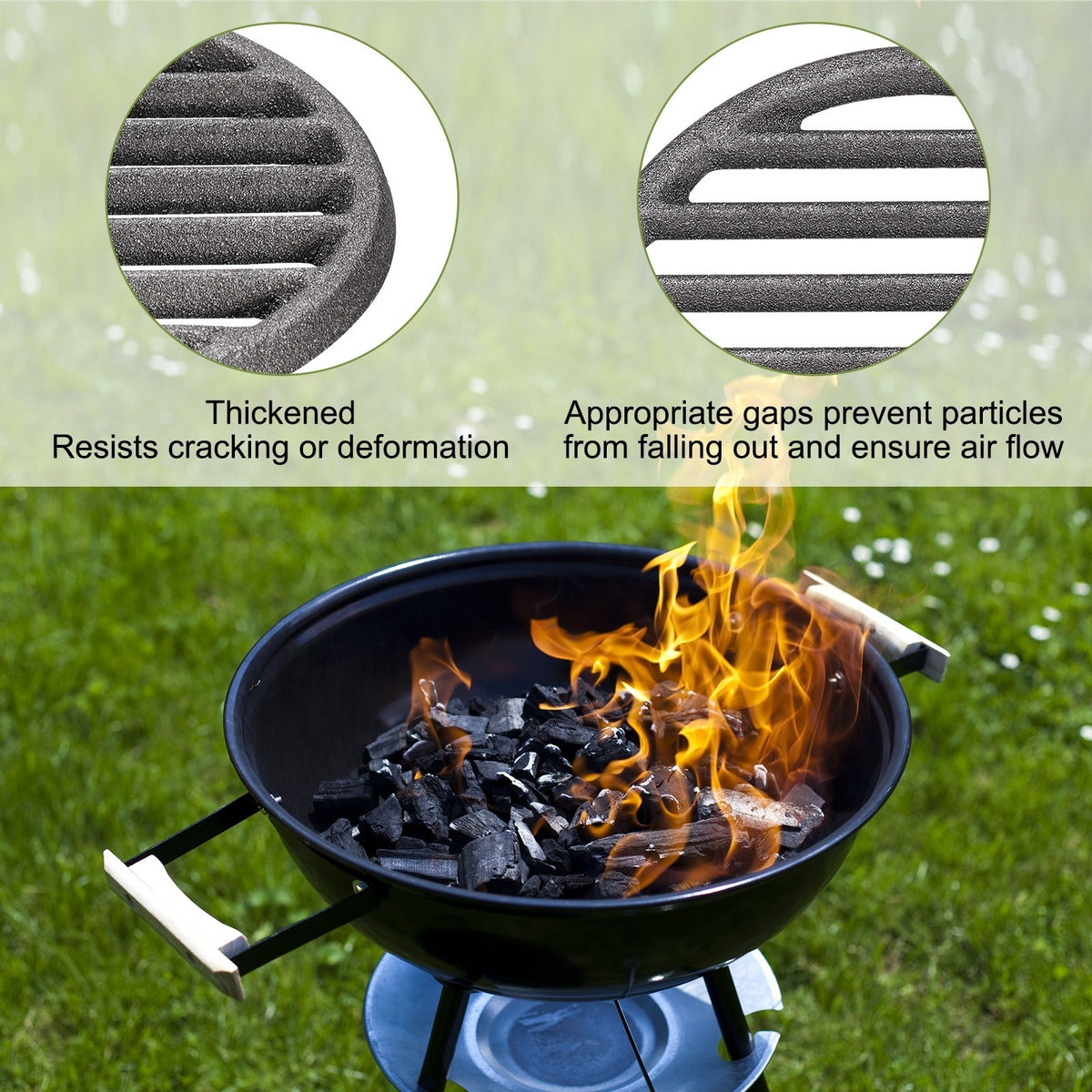 Cast Iron Bottom Fire Grate 5.9" OD Round BBQ High Heat Charcoal Plate