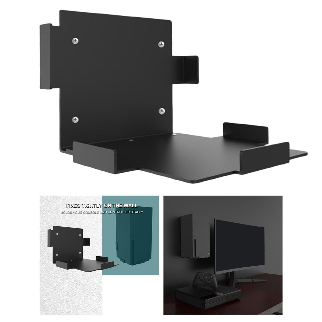 For Xbox Series X Console Wall Mount Bracket Steel Shelf Black Vertical Floating