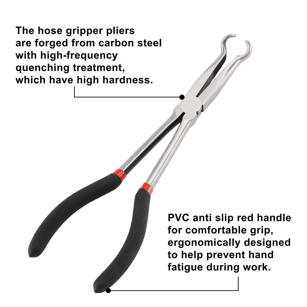 3X 280mm 11'' Long Reach Pliers Set Bent Tip Mechanic Hose Gripper