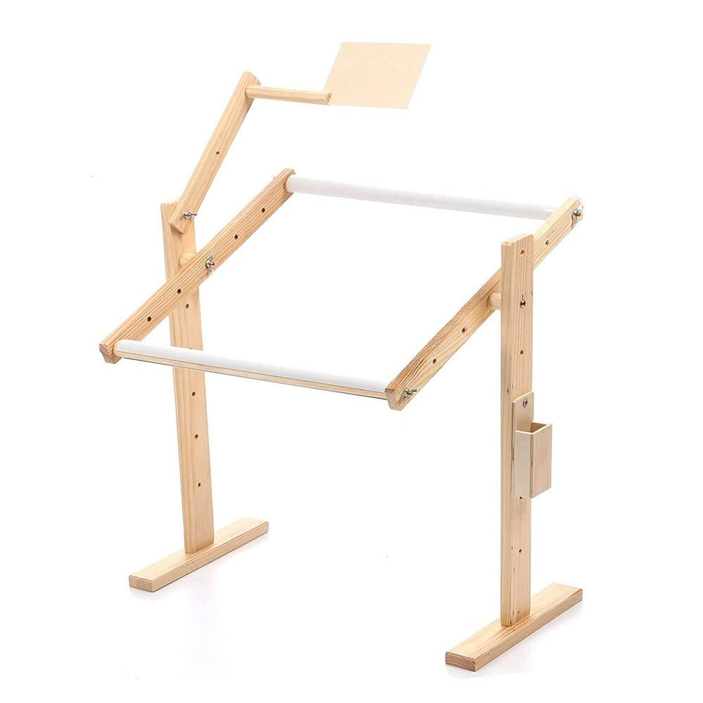 Cross Stitch Frame Tabletop Floor Stand Wooden Embroidery Tapestry Hoops Adjust
