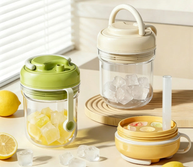3 in 1 Ice Cube Press Type Ice Release Water Cup Portable Iced Drink Bottle