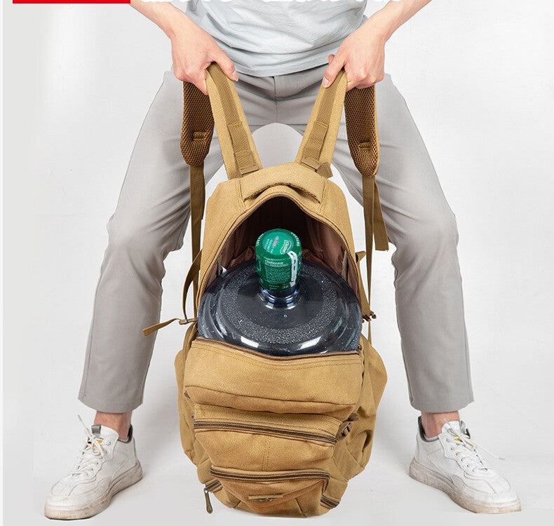 Large Canvas Backpack 45/55L Hiking Rucksack Durable Men's Daypack Travel