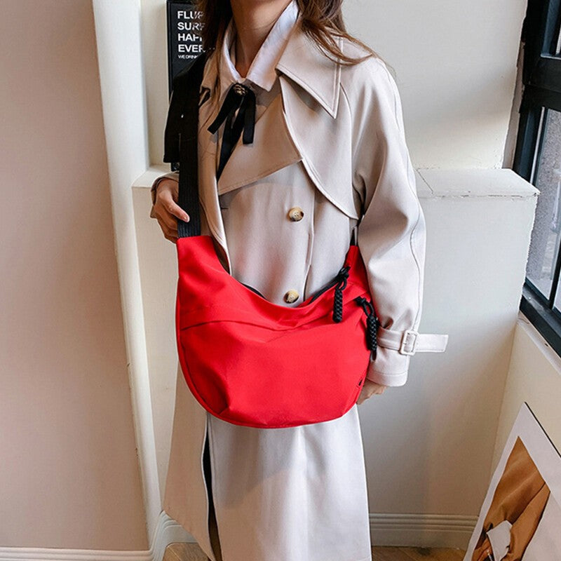 Women Half Moon Shape Casual Nylon Dumpling Bag Crossbody Bag Chest Bag