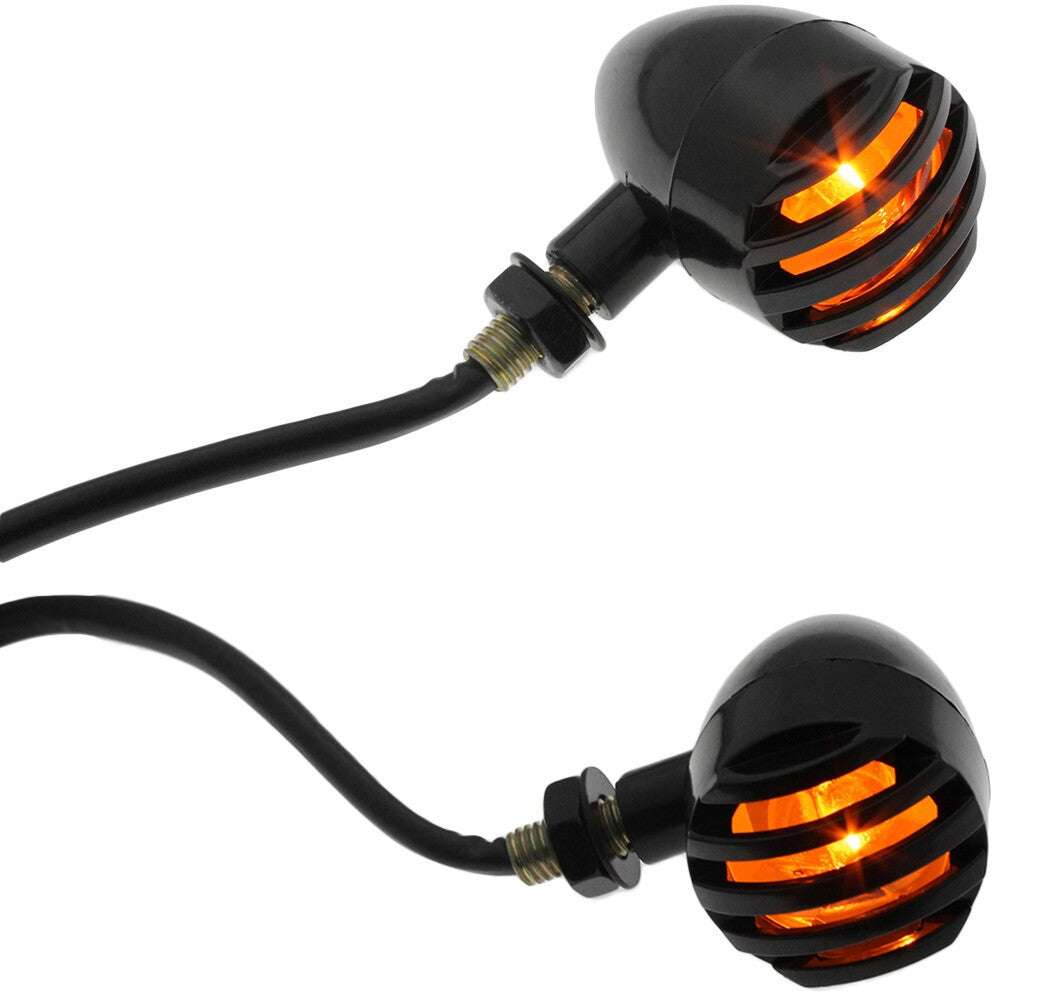 4x Black Turn Signal Indicator Amber Light For Bobber Chopper Cruiser