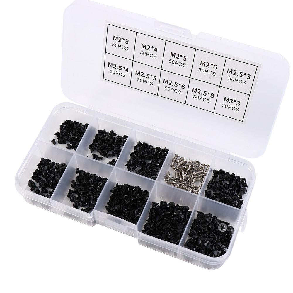 500Pcs HDD Screws Assortment Kit Carbon Steel Laptop Screws Set M2 M2.5 M3