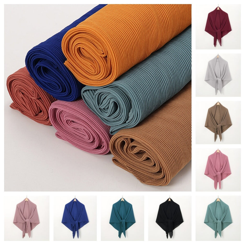 Pleated 120cm Square Scarf Women's Muslim Chiffon Hijab Shawls Headscarf Wraps