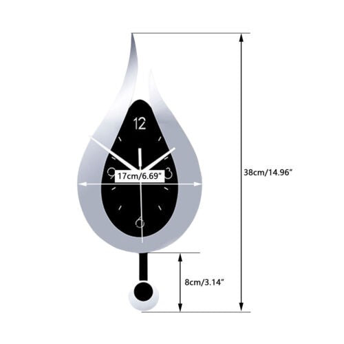 Modern Pendulum Waterdrop Wall Clock Wall Hanging Silent Clock Home Deco Acrylic