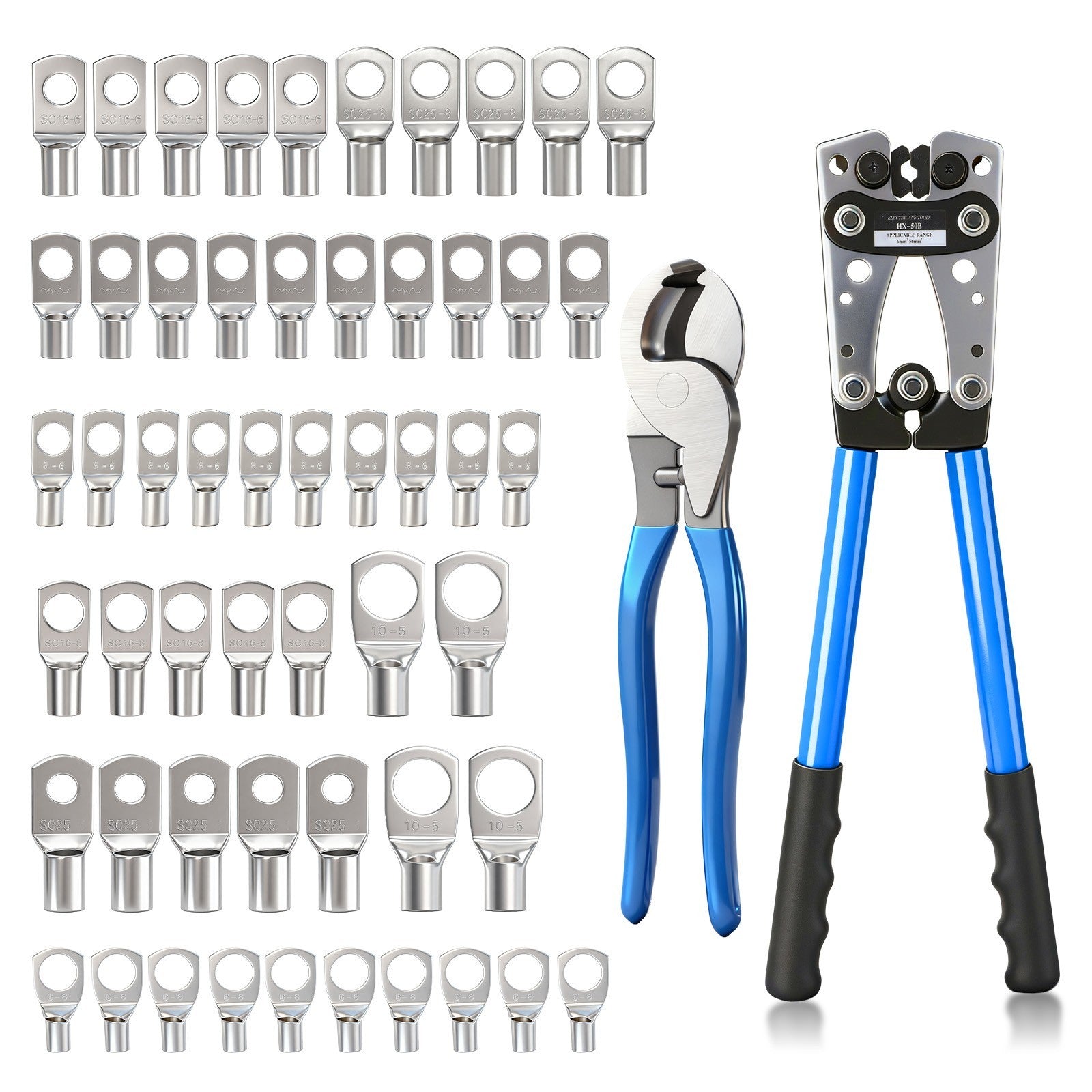 Heavy Duty Battery Cable Crimping Tool Wire Lugs Crimper Terminal Connectors Set