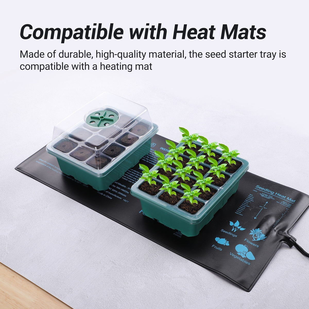 6pcs 12 Cells Seedling Tray Propagator Growing Thicken Seedling Heightened Lids