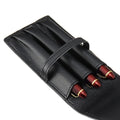 For 3 Pens Black Leather Pouch Roller Pen Case Stationery Holder Bag Storage