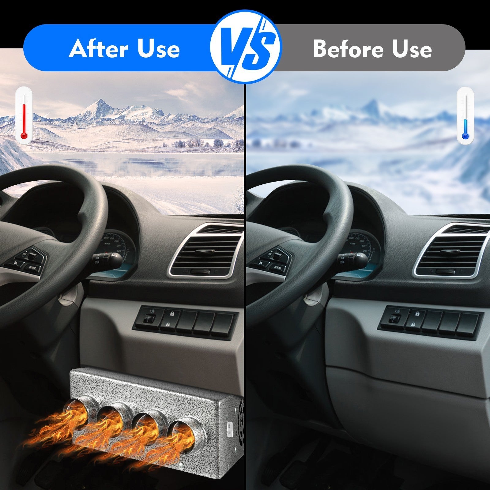 Universal Under Dash Heater 12V Heat Defroster w/ Speed Switch Car Truck 4 Ports
