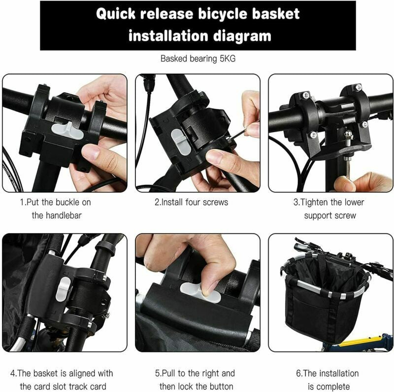 Bike Handlebar Basket Pet Carrier Bag Collapsible Folding Front Bicycle Dog Cat