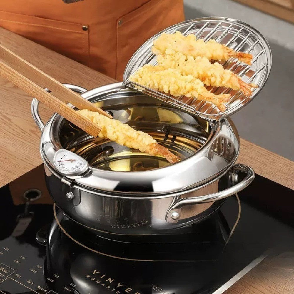 Stainless Steel Tempura Fryer Deep Frying Pan Kitchen Cookware