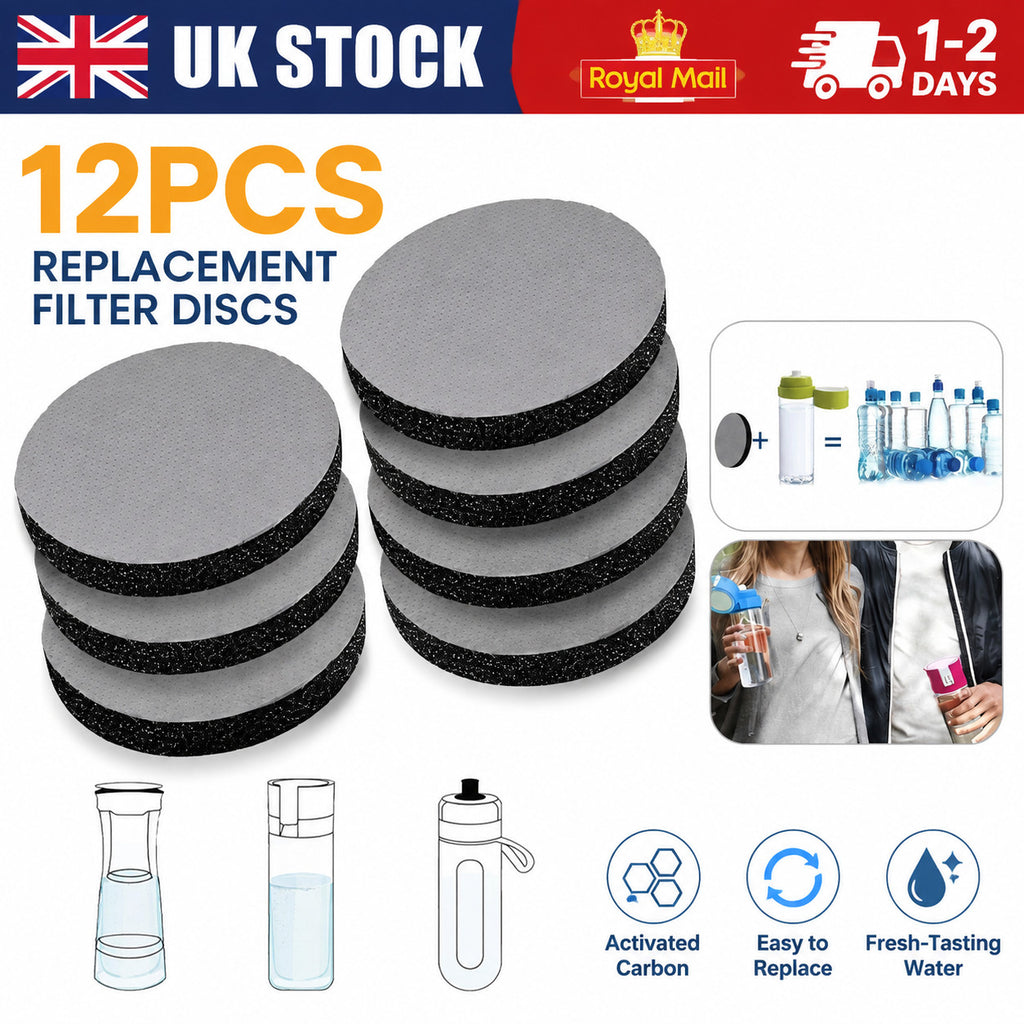 12pcs Micro Disc Water Filter Disc for Brita Fill & Go Water Filter Bottle