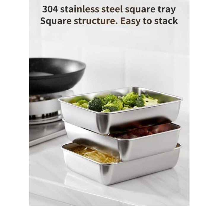 Stainless Steel Baking Pans Cake Pan,Stainless Steel Square Plate With Lid
