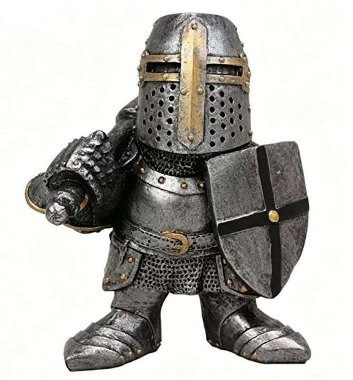 Knight Gnomes Guard Resin Sculpture Ornament Garden Home Decor Templar Gothic