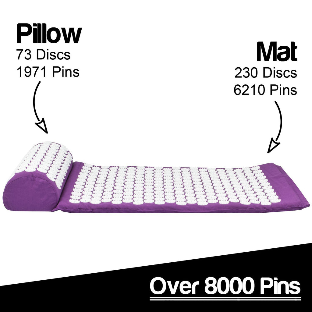 Acupressure Mat with Pillow & Ball Acupuncture Pin Massage Set Neck Pain Relief