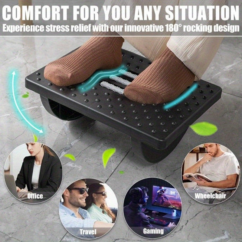 Rolling Massage Ergonomic Foot Stool  Under Desk Rocker Leg Rest for Office Use
