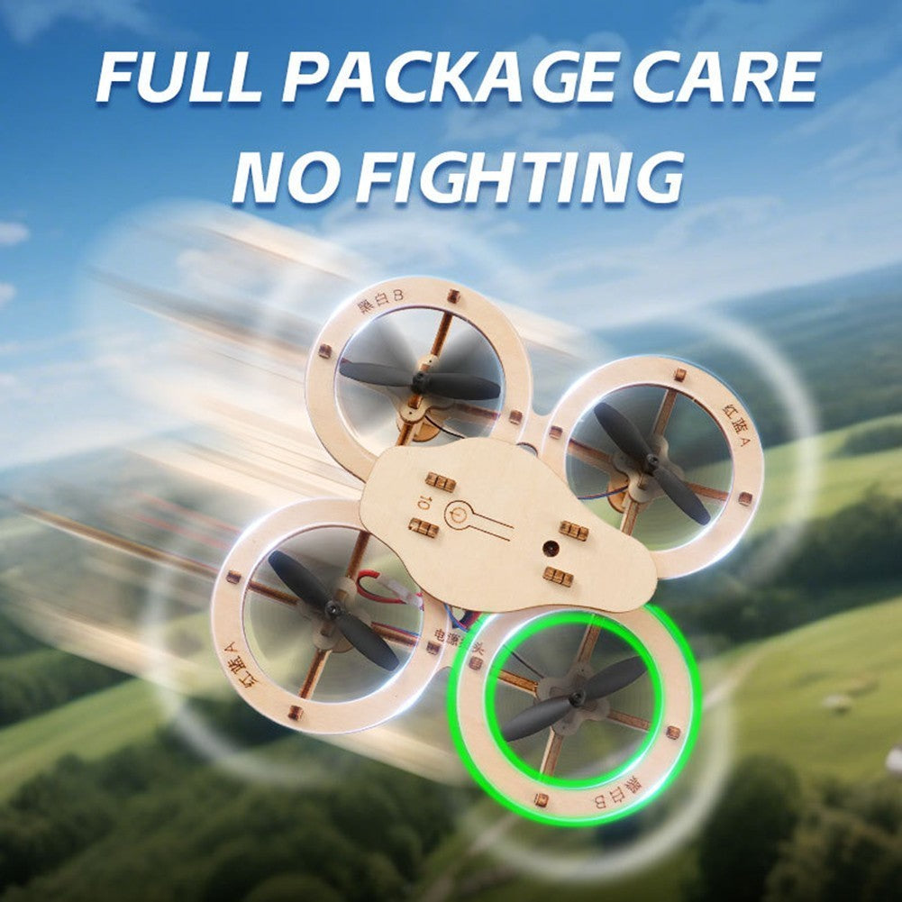 DIY Wooden Experiment Educational STEM Drone Quadcopter Aircraft Remote Control
