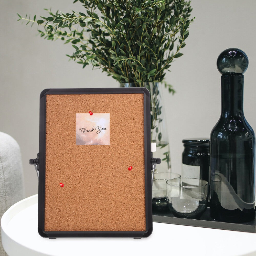 Desktop Message Board Fabric Memo Bulletin Display Stand Cork Small for