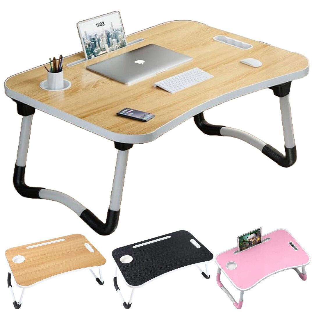 Folding Laptop Bed Table Cup Holder Lap Standing Desk Tray Breakfast Portable
