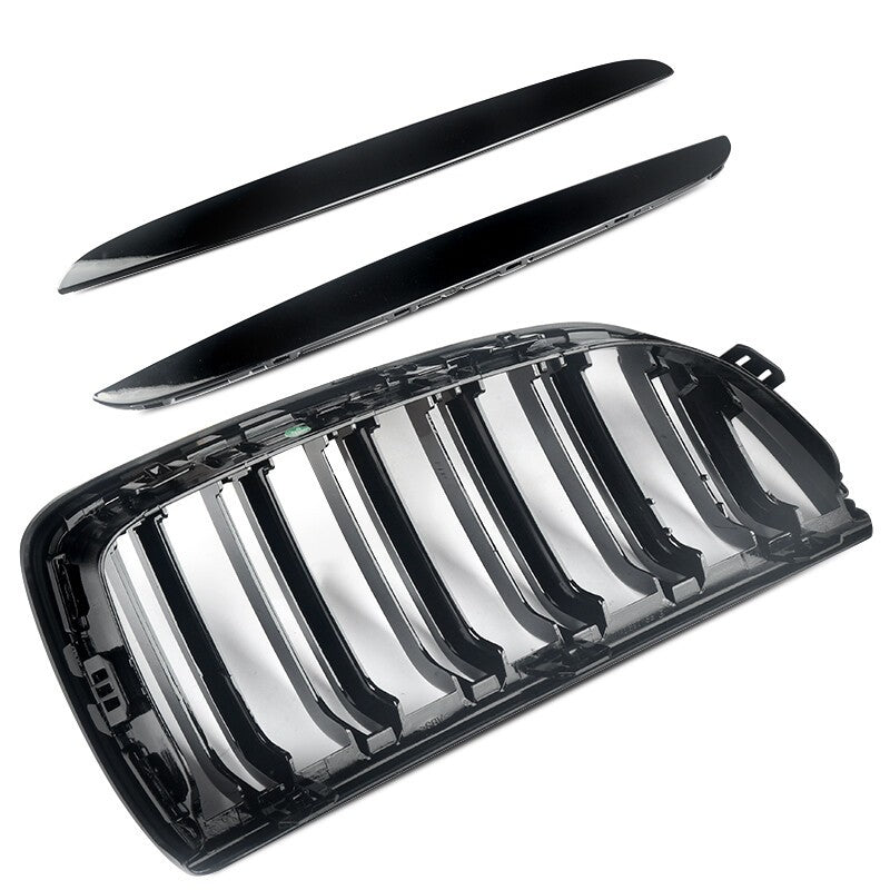 FOR BMW 3 SERIES E90 E91 DUAL SLAT GLOSS BLACK FRONT KIDNEY GRILLE 05-08 PRE-LCI