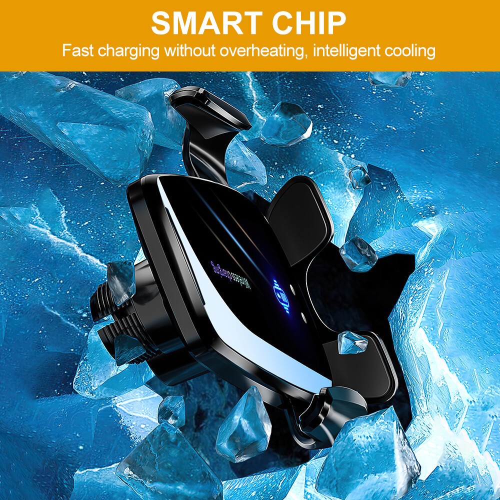 15W Fast Charging Phone Holder Automatic Clamping Mount Wireless Car Charger UK