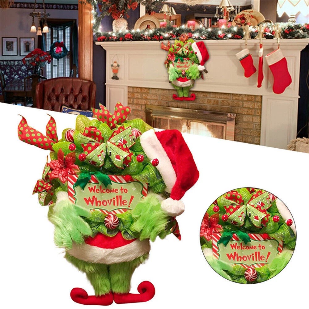 Grinch Christmas Funny The Burlap Wreath Door Creative Christmas Decorations