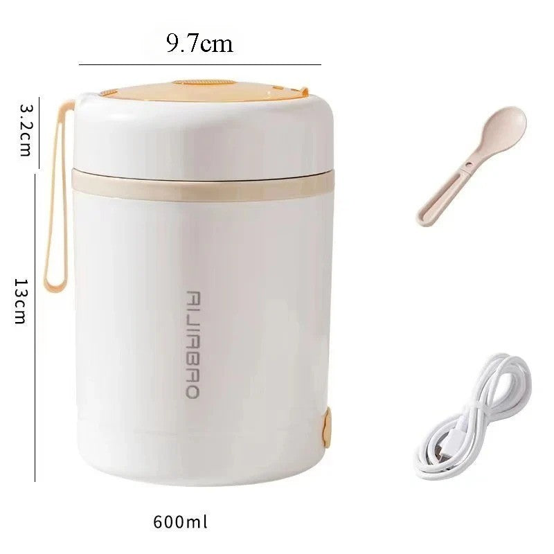 600ML Electric Heated Lunch Box USB Stainless Steel Food Warmer Leakproof UK