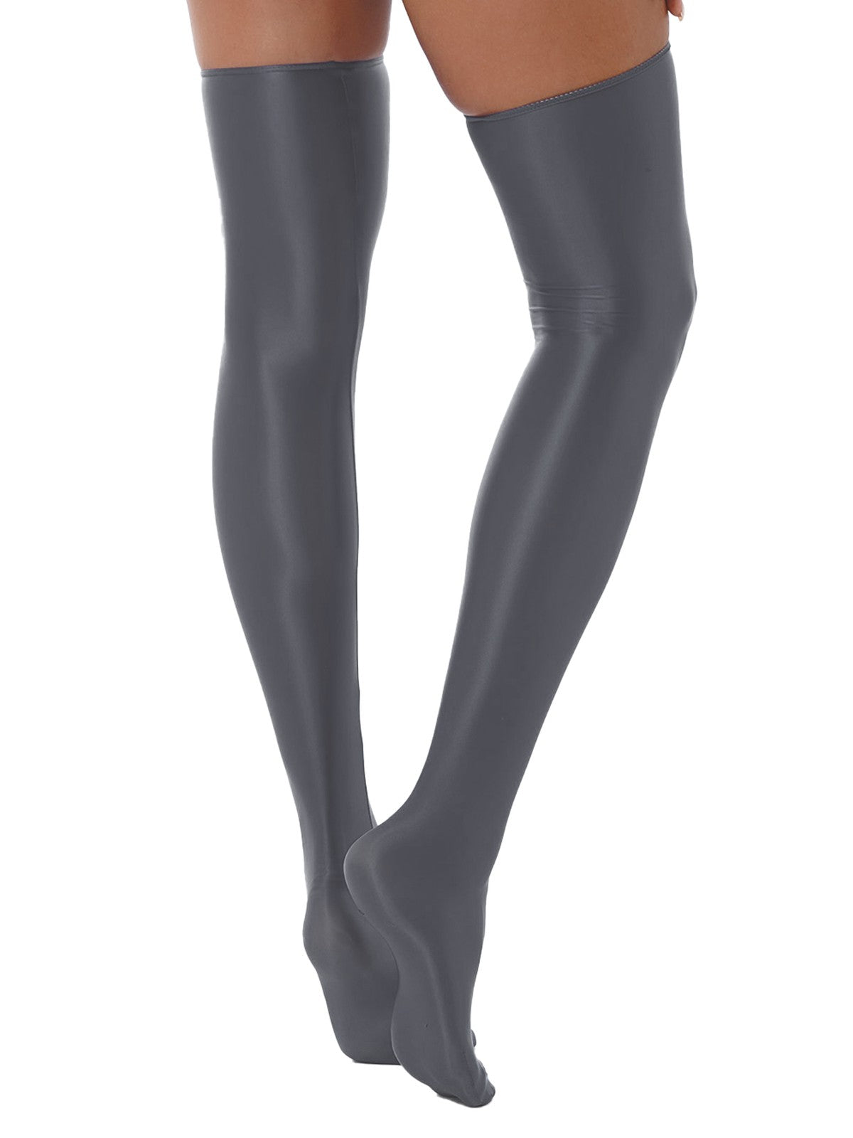 1 Pair Womens Oil Shiny Stockings Stretchy Footed Thigh High Stockings Lingerie
