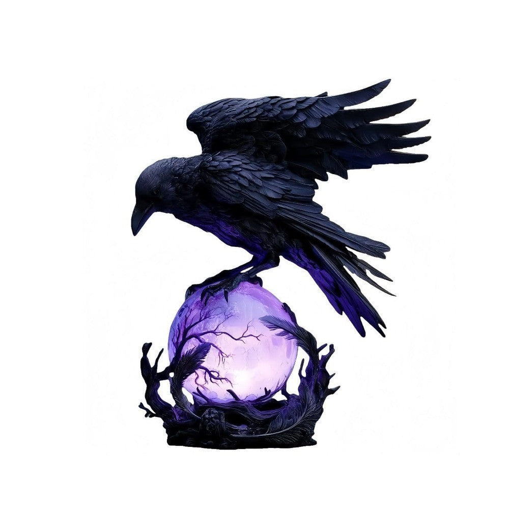 Gothic Raven Table Lamp Moonlight LED Crow Night Light for Halloween Party Decor