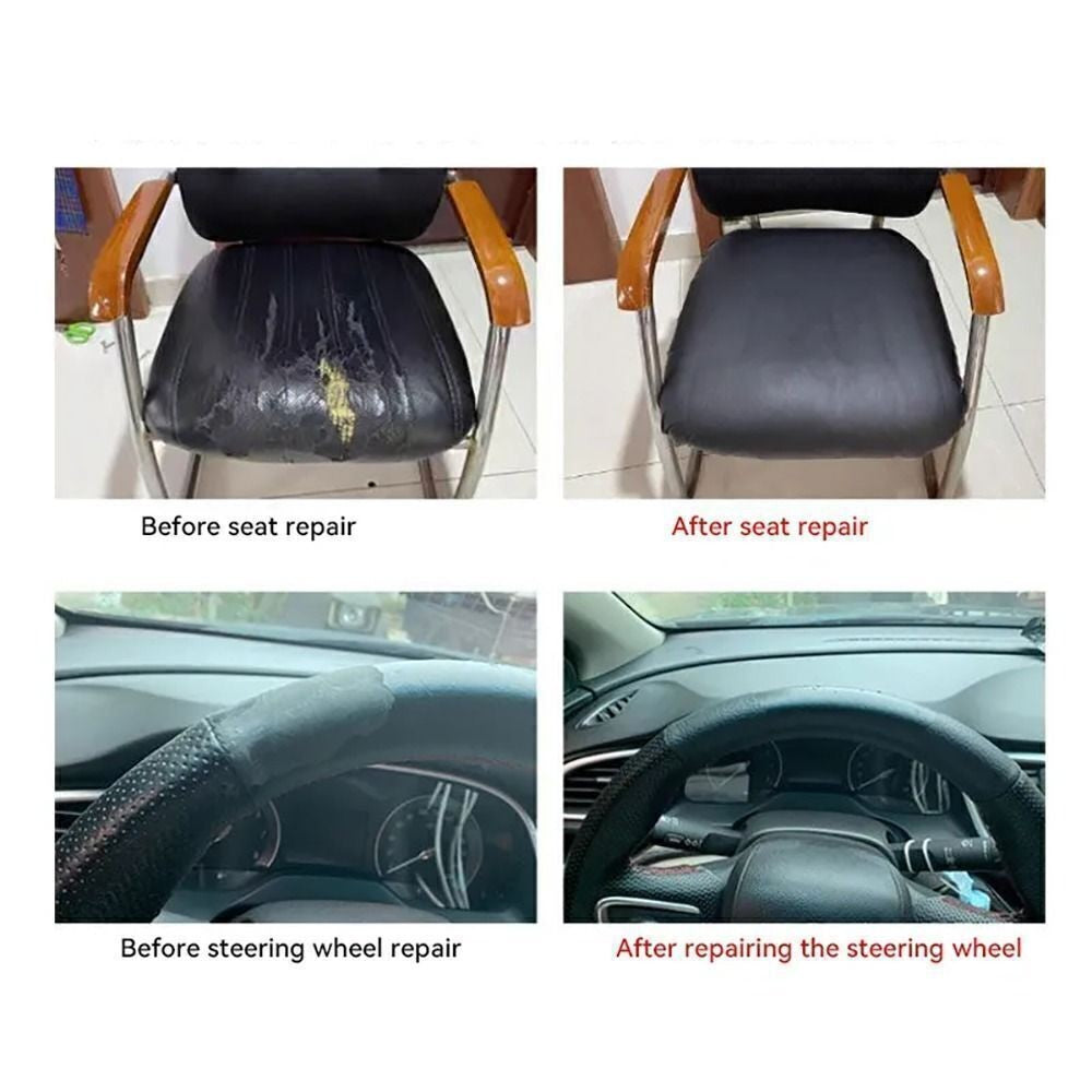 Leather Vinyl Repair Kit Black Filler Restore Car Seat Couch Sofa Bus Patch Tape