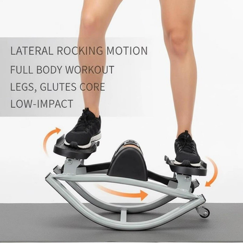 Side-to-Side Rock Stepper w Elastic Resistance Bands LCD Monitor Balance Trainer