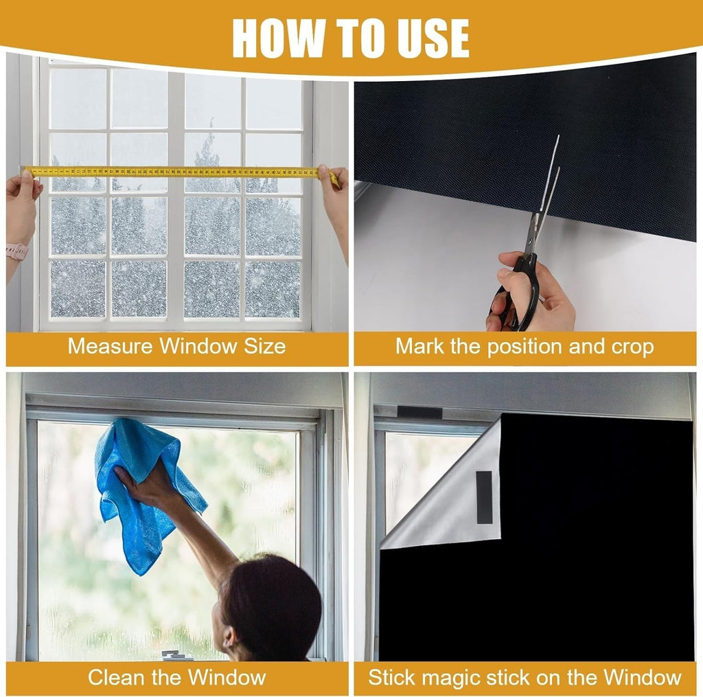 145 X 300 CM Portable Blackout Blinds, 100% Blackout Material, No Drill Blackout