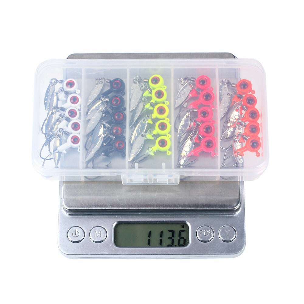 50pcs/box Spoon Lead Jig Head Fishing Hooks Crappie Lure Bait Kit Tackle Set