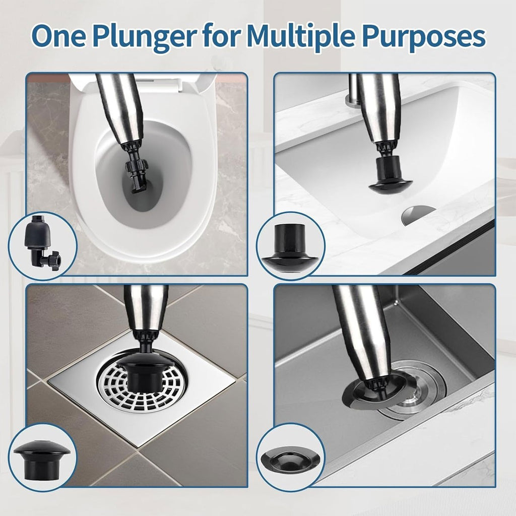 Stainless Steel Toilet Plunger Kit Drain Buster Drain Unblocker For Sink/Toilet